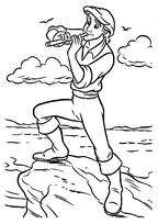 coloriage le prince eric joue de la flute au bord de l eau
